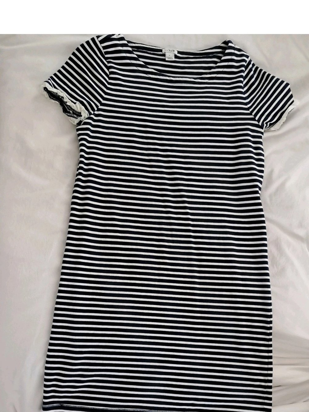 J CREW Striped Short-Sleeve Dress - Navy & White